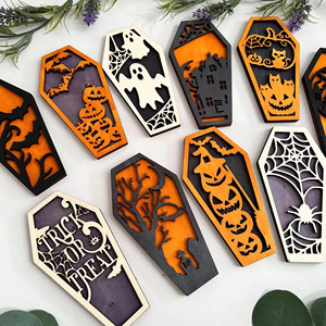 Ataúdes de Madera al por Mayor para Halloween, Juguetes de Ataúd de Gato Negro Cortado con Láser para Halloween, Ataúd de Casa Espeluznante, Decoración de Halloween - Product Image 3