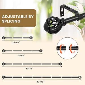 <span class=keywords><strong>Tringle</strong></span> à rideau murale <span class=keywords><strong>extensible</strong></span>, réglable, décorative, durable, écologique, noire, 28-48 pouces, moderne pour chambre à coucher - Product Image 4