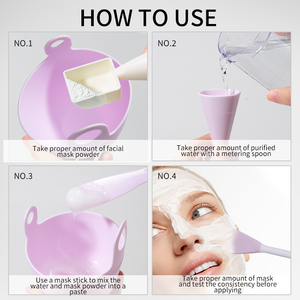 LMLTOP Ensemble de bols de <span class=keywords><strong>masque</strong></span> en silicone Brosse de <span class=keywords><strong>masque</strong></span> Cuillère Applicateur de costume Diy 4 Pcs Spa Facial Mask Mixing Bowl <span class=keywords><strong>Kit</strong></span> SY576 - Product Image 3