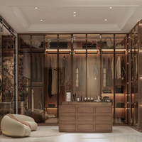 Armoire sur mesure Aige, armoire en bois avec porte en verre, design moderne pour chambre à coucher, combinaison de meubles de chambre