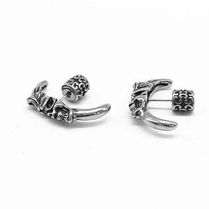 yunnique Skeleton <b>Stud</b> Earrings Tibetan <b>Silver</b> Titanium Steel Party Fashion Asymmetry Geometric Design - Product Image 5