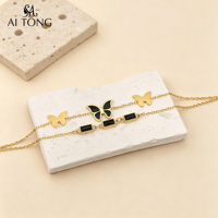 Bracelets de mode en acier inoxydable plaqué or 18 carats PVD avec zircon, papillon, cœur, trèfle à quatre feuilles, chaîne multicouche, bijoux pour femmes, cadeau