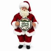 Figurine du Père Noël de 27 cm (10,6 pouces) avec inscription Joyeux Noël, costume rouge, décoration de table pour la maison et l'affichage en magasin