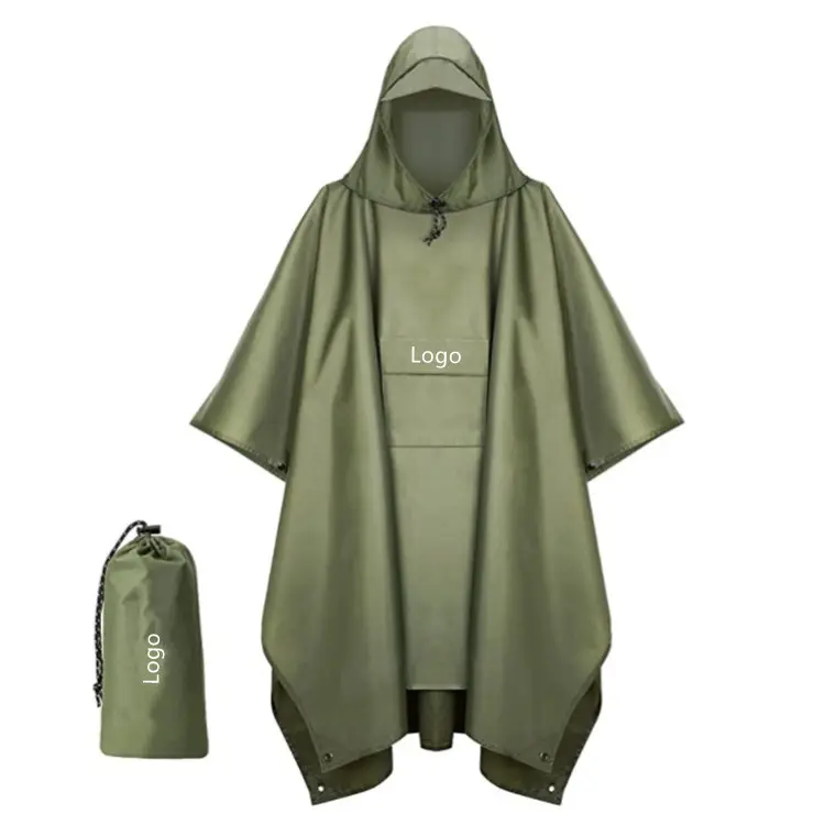 Good quality Custom raincoat Poncho Lightweight Reusable Outdoor Hiking Hooded Waterproof Rain Coats