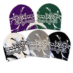 Y2K Cuffless Winter Warm <b>Beanie</b> 3D Embroidery Jacquard Knit Silk <b>Lined</b> <b>Satin</b> Unisex 100% Acrylic Common Casual Street Style - Product Image 4