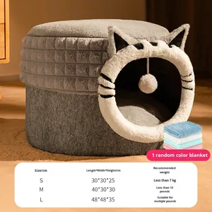 Cama Cálida de Invierno para Gatos, de Algodón, Estilo Cerrado, con Escondite Seguro para Gatitos, Hecha en China, No Requiere Ensamblaje, para Todas las Estaciones - Product Image 5