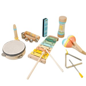Ensemble d'instruments de musique en bois en gros : Tambourin, Xylophone, Jouets Montessori d'éveil musical pour bébés et tout-petits de 1 à 3 ans - Product Image 1