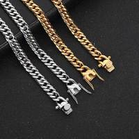 Bracelet pour homme en acier inoxydable plaqué or 18 carats, chaîne cubaine de 9 mm, fabrication artisanale