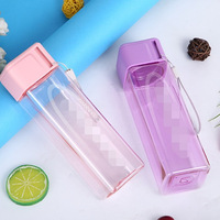 Botella de Agua C320 para Mujer, Diseño Cuadrado Transparente Creativo, Plástico Mate, Gran Capacidad, Antiderrames, Práctica