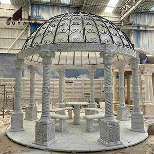 Grand gazebo de luxe <span class=keywords><strong>extérieur</strong></span> pour la <span class=keywords><strong>d</strong></span>écoration de jardin, de style europé<span class=keywords><strong>en</strong></span>, <span class=keywords><strong>en</strong></span> marbre blanc rond avec toit <span class=keywords><strong>en</strong></span> <span class=keywords><strong>fer</strong></span> <span class=keywords><strong>forgé</strong></span> - Product Image 5