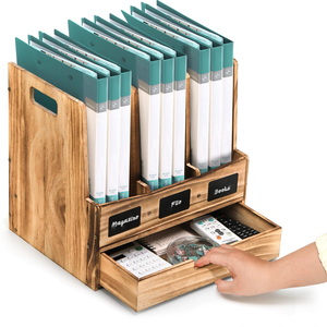 Organisateur de fichiers de bureau en bois à 3 <span class=keywords><strong>compartiments</strong></span> avec tiroir et étiquettes tableau noir-<span class=keywords><strong>Trieur</strong></span> de courrier de bureau pour le bureau et la maison - Product Image 5