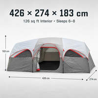 Tente tunnel pour 5 à 8 personnes, camping familial, double couche, imperméable, installation rapide, abri extérieur portable, fenêtres en maille pour les voyages en camping-car