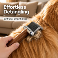 Peigne pour animaux de compagnie en bois massif, picots en acier inoxydable, outil de démêlage et de toilettage pour chat, chien, chiot à poils longs, 2 tailles, 16 cm