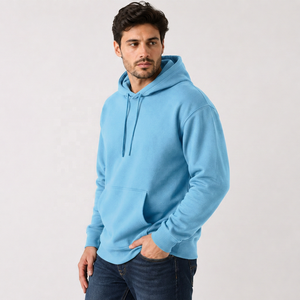 เสื้อสเวตเชิ้ตผู้ชายสีฟ้าอ่อน ทรงปกติ ผ้าฝ้ายเทอร์รี่ 100% กันน้ำ สวมใส่สบาย มีกระเป๋าหน้า เหมาะสำหรับฤดูหนาว - Product Image 1