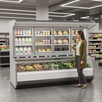Gecombineerde moeder-zoon koelvitrine commerciële supermarkt vers fruit en groente koelkast