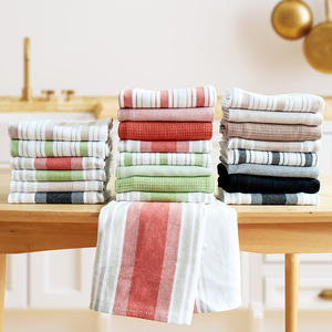 Ensemble de 4 torchons de cuisine rayés en pur coton, rectangulaires, pour usage domestique, lavables en machine - Product Image 5