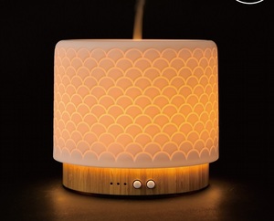 <strong>Ceramics</strong> Beech Wood Humidifier Aroma Machine Home Office Essential Oil Night Light Ultrasonic Aroma <strong>Diffuser</strong> - Product Image 2