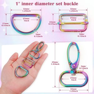 PECMER Ensemble de quincaillerie pivotante arc-en-ciel : Boucles, anneaux en D, crochets de fixation pour lanières, pour la fabrication de sacs à main et la confection de sangles de sacs - Product Image 2