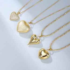 Grosir kalung liontin hati logam campuran berlapis emas 18K perhiasan Fashion dengan rantai manik-manik berbentuk bintang ulang tahun zirkonia kubik - Product Image 2