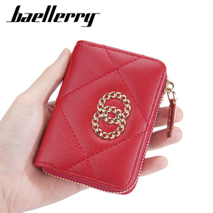 กระเป๋าใส่บัตรใบเล็กสำหรับผู้หญิง Baellerry หนัง PU ซิปใส่เหรียญ ช่องใส่บัตรหลายช่อง กระเป๋าสตางค์แบบพับเก๋ไก๋ สีแดง - Product Image 3