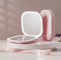 Miroir de poche compact pliable à main de voyage avec logo personnalisé avec lumière LED petit mini miroirs LED de maquillage à main