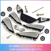 Kit Upgrade Cover Speaker untuk BMW X5 X7 G05 G07 2019-2025 Empat Pintu Tweeter Loudspeaker Cover Bercahaya 11 Warna Lampu Ambient