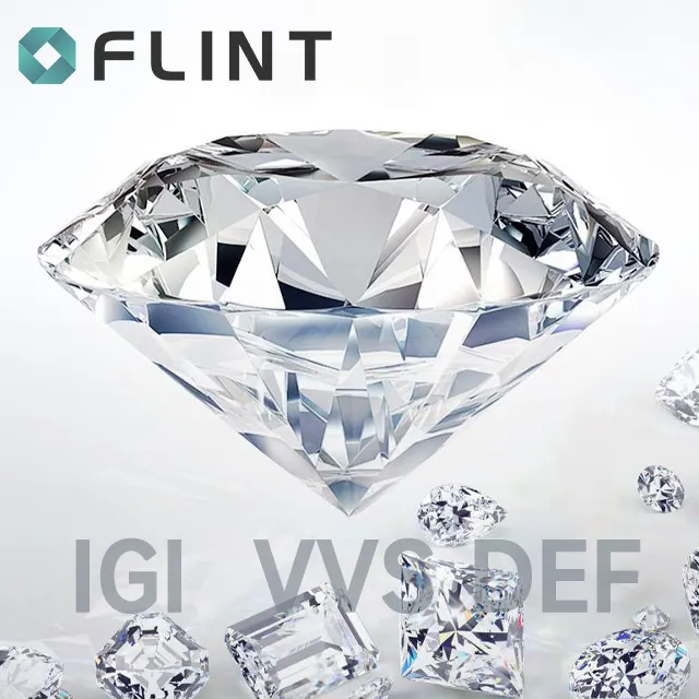 FLINT Lab Grown Diamond CVD Diamond Diamond HPHT Loose Synthetic (lab Created) Round Brilliant Cut Excellent VS1