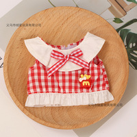 Vêtements de poupée : Haut sans manches à carreaux gingham avec ourlet à volants pour jouet en peluche, vente en gros personnalisée