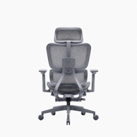 Chaise de bureau ergonomique robuste avec cadre métallique, réglable, pour ordinateur, avec support lombaire et appui-tête pivotant, pour bureau à domicile