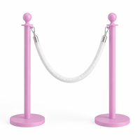 Poteau de délimitation de foule de luxe rose en acier inoxydable avec corde en velours, barrière décorative pour files d'attente, protection IP67 pour fêtes d'anniversaire et galas