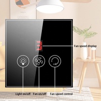 Interrupteur intelligent Wi-Fi pour ventilateur et éclairage, écran tactile, contrôle de la vitesse, compatible Alexa et Google Home, prise EU/UK, application Tuya
