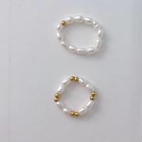 Einzigartiger Goldring mit Süßwasser perle Täglicher Schmuck Minimalisti scher elastischer Ring 18 Karat Gold PVD-beschichteter Edelstahl ring