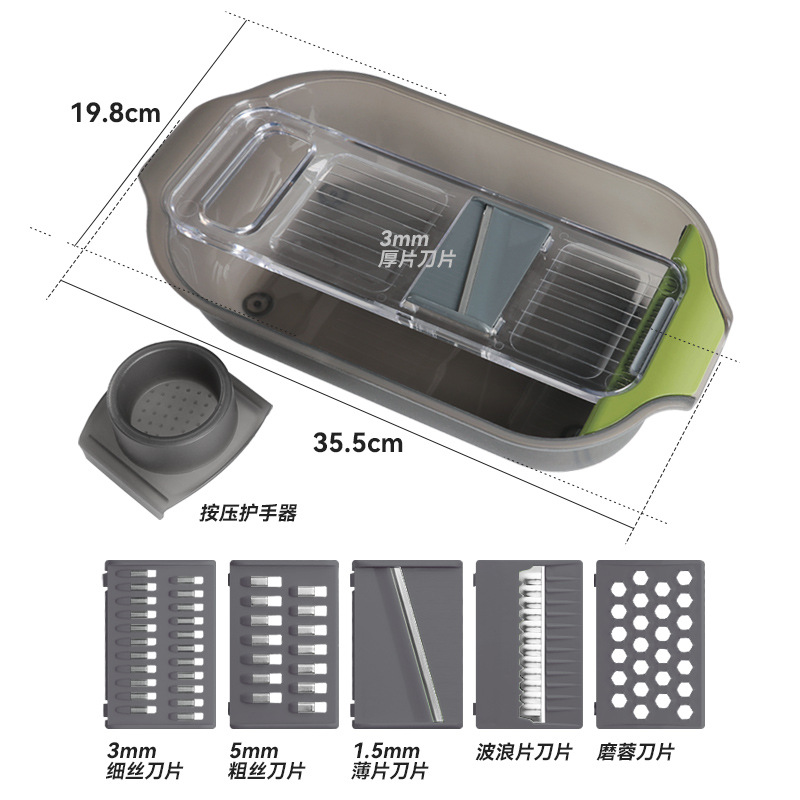 Grey drain pot vegetable cutter six knife
