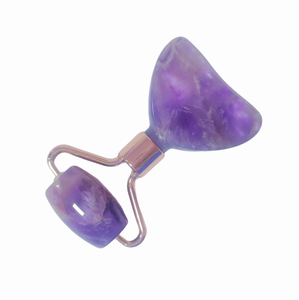 2 in 1 purple color natural gemstone amethyst jade facial roller scraping massage tool - Product Image 1