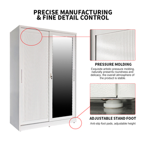 Custom Printing Knock Down Iron Cupboard Cloth Storage Bedroom Wardrobe Metal Mirror Sliding Steel Wardrobe Kabinet Na Bakal - Product Image 3