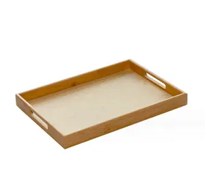 Holz Servier kaffee Tablett mit Griffen für ästhetische dekorative Holz tabletts für Couch tisch