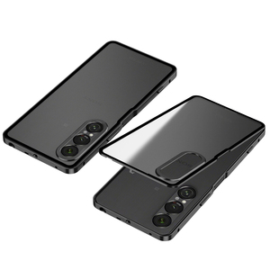 Étui de protection magnétique à encliquetage élastique en métal pour <span class=keywords><strong>Sony</strong></span> Xperia 1 VII 2025 / 1 VI V IV, coque arrière transparente givrée en PC avec protection d'objectif - Product Image 1