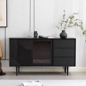 Salon moderne Rangement en bois noir Porte en <span class=keywords><strong>verre</strong></span> Armoire console <span class=keywords><strong>Cuisine</strong></span> Salle à manger Credenza Buffet Buffet - Product Image 3