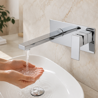 Keran Wastafel Tersembunyi NZMAN Baby Chrome, 2 Lubang, Tuas Tunggal, Kartrid Keramik untuk Hotel