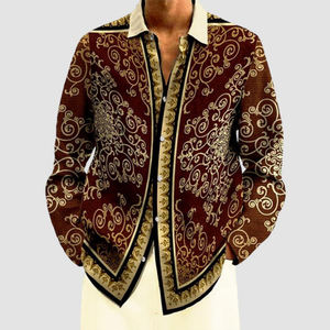 <span class=keywords><strong>Chemise</strong></span> à manches longues promotionnelle à motif personnalisé, chemises hawaïennes décontractées, chemises de soirée formelles, chemises publicitaires, chemises de vacances - Product Image 4