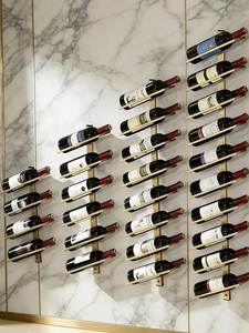 Estante de <span class=keywords><strong>vino</strong></span> inclinado de <span class=keywords><strong>hierro</strong></span> montado en la pared de estilo europeo, soporte para botellas de <span class=keywords><strong>vino</strong></span> tinto, muebles para <span class=keywords><strong>el</strong></span> hogar, diseño minimalista, capacidad para 10-19 botellas - Product Image 2