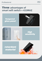 YIERYI pas de mur de verre neutre L/L + N 1 2 3 4 gangs Alexa Google Touch Light US Tuya Smart Switch Zigbee