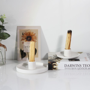 Porte-bâton d'encens en céramique, support Palo, brûleur d'encens en bois de santal blanc mat en corde en <span class=keywords><strong>spirale</strong></span>, brûleur aromatique - Product Image 4