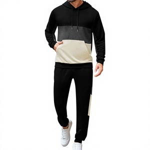 <b>Men</b> Solid Hooded Lightweight 100% Cotton Tracksuit Set Breathable Casual Long Sleeve Sweatshirt and <b>Pants</b> - Product Image 1