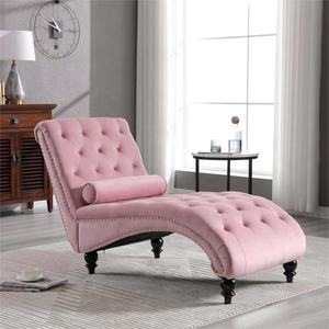 आधुनिक गर्म बेच नई शैली गुच्छेदार डिजाइन उच्च गुणवत्ता नरम गुलाबी मखमल लाउंज कुर्सी - Product Image 4