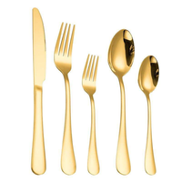 Ensemble de couverts en acier inoxydable poli miroir, argenterie dorée pour dîner et usage en restaurant