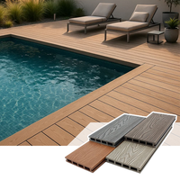 Planches de terrasse en WPC creuses imperméables pour la décoration de sols extérieurs, terrasse composite antidérapante à trous carrés pour jardin et patio