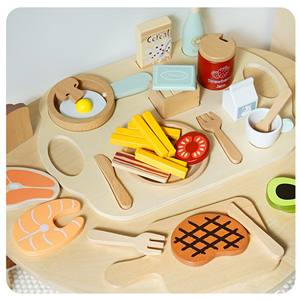 Jouet en bois <span class=keywords><strong>de</strong></span> couleur neutre EMA Factory, modèle <span class=keywords><strong>de</strong></span> scène <span class=keywords><strong>de</strong></span> découpe fraîche, <span class=keywords><strong>jeux</strong></span> <span class=keywords><strong>de</strong></span> construction DIY, jeu d'imitation, poissons, crevettes, viande magnétiques - Product Image 2