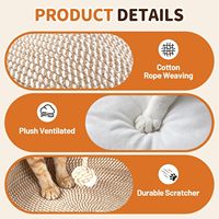 Panier-lit rond en coton beige de haute qualité pour chat, avec jouet, en corde tressée, pour la vente en gros