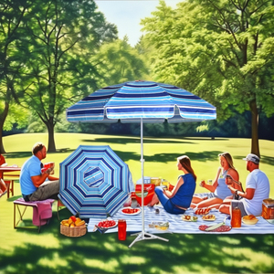 Sombrilla de playa de poliéster portátil para exteriores, diseño de playa de costillas de 8K, marco de paraguas de estilo moderno, 180cm, 210cm, 300cm - Product Image 3